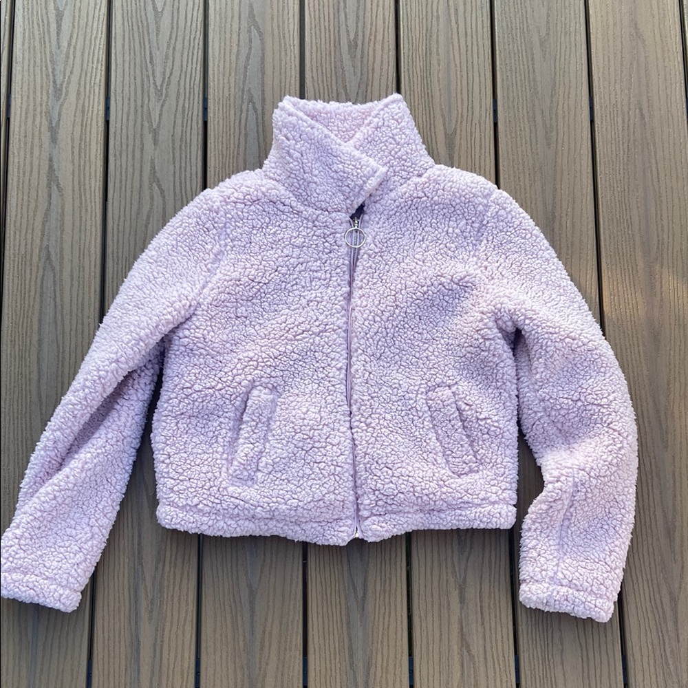 Pink Puffer Jacket Plush Sherpa Style
